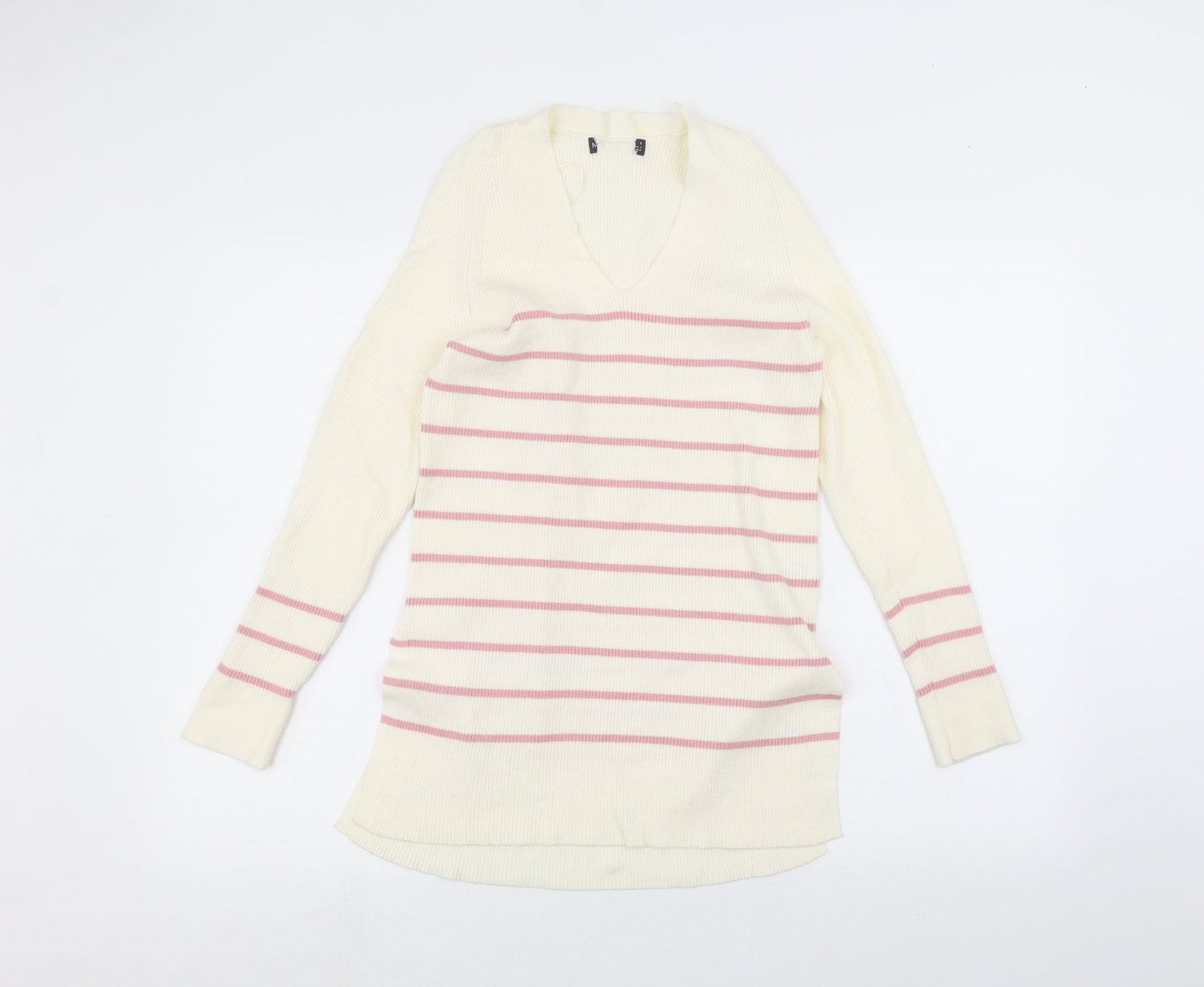 Marks and Spencer Womens White Striped  Pullover Jumper Size 8
