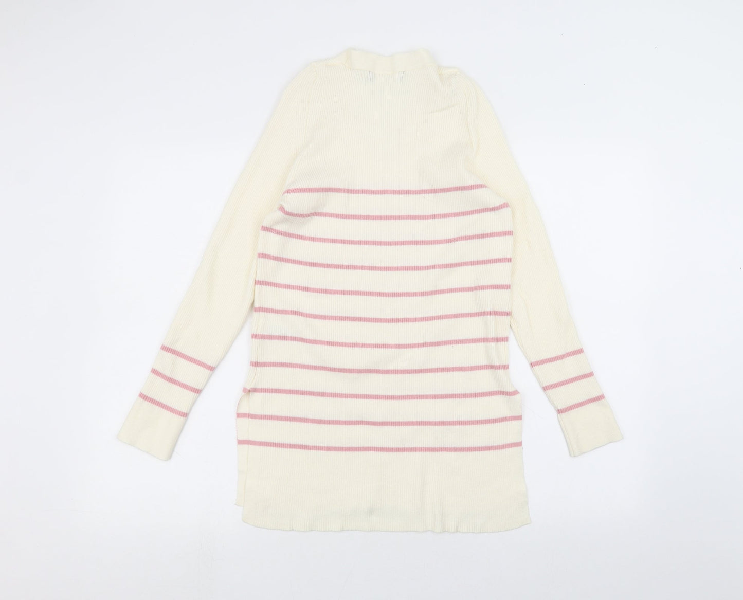 Marks and Spencer Womens White Striped  Pullover Jumper Size 8