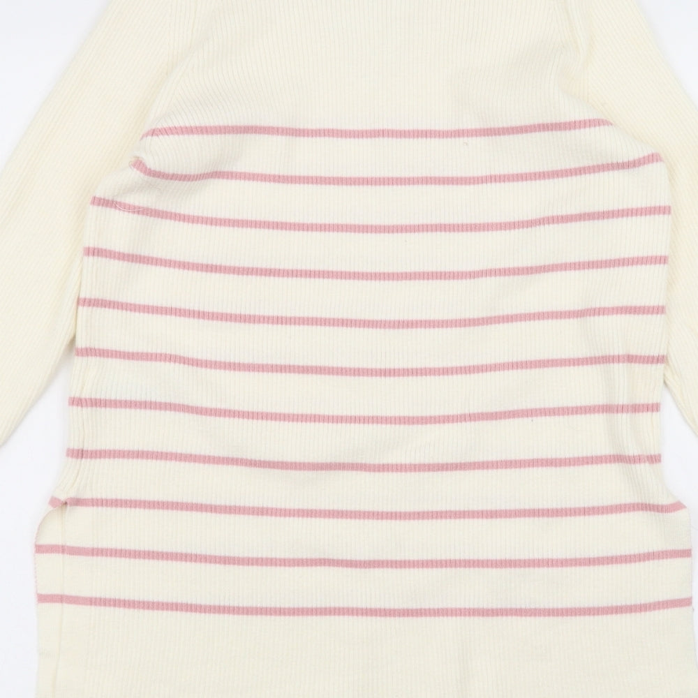 Marks and Spencer Womens White Striped  Pullover Jumper Size 8