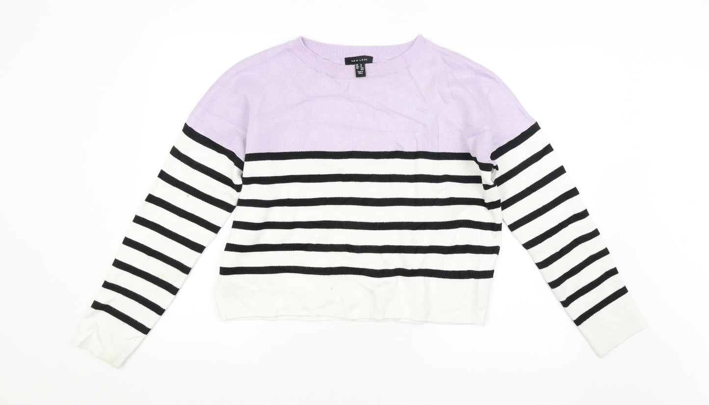 New Look Womens Purple Striped  Pullover Jumper Size M