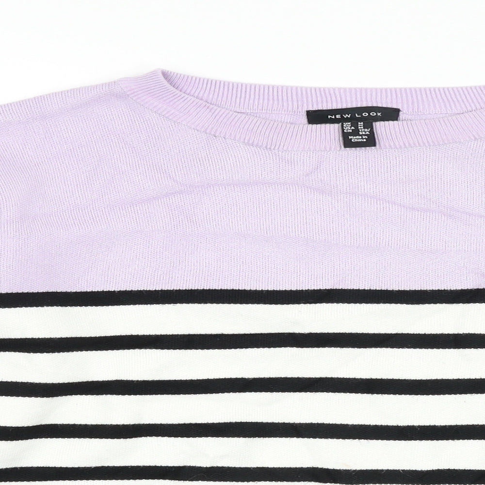 New Look Womens Purple Striped  Pullover Jumper Size M