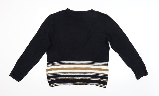 River Island Mens Black Striped  Pullover Jumper Size L