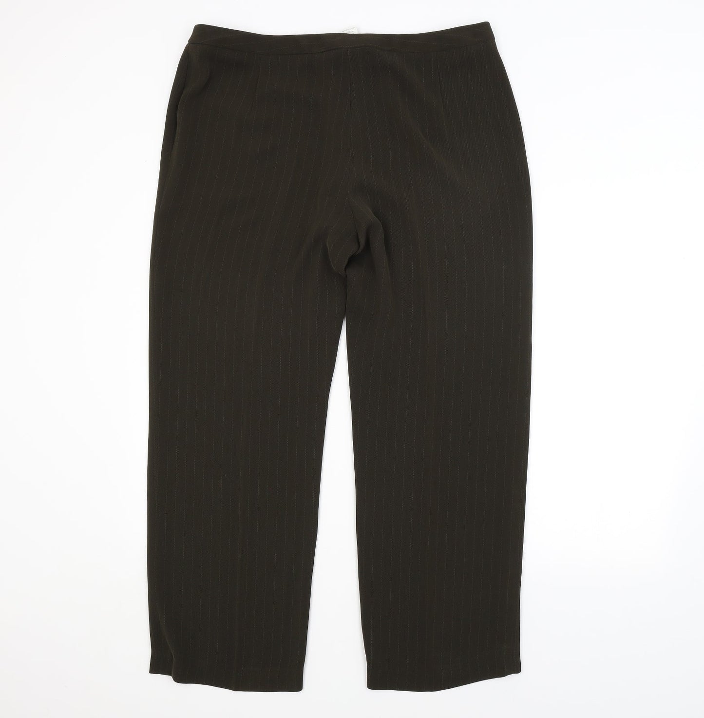 Debenhams Womens Green Striped  Trousers  Size 18 L28 in