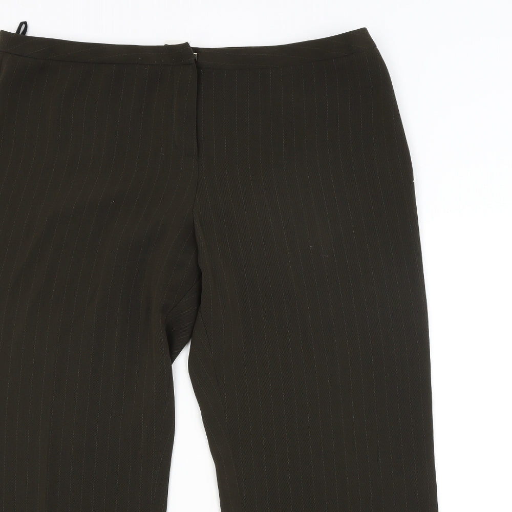 Debenhams Womens Green Striped  Trousers  Size 18 L28 in