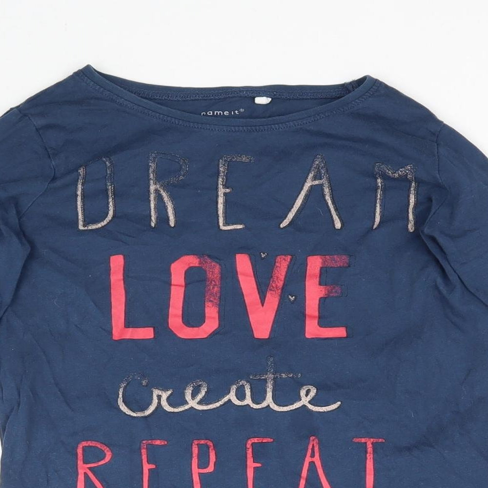 name it Girls Blue   Basic T-Shirt Size 9-10 Years