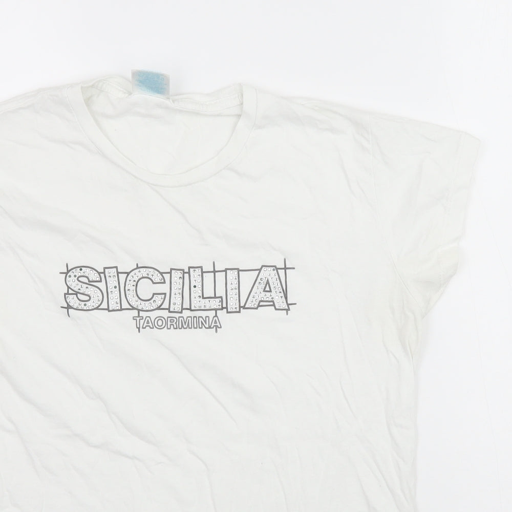 JHK Girls White   Basic T-Shirt Size XL  - Sicilia