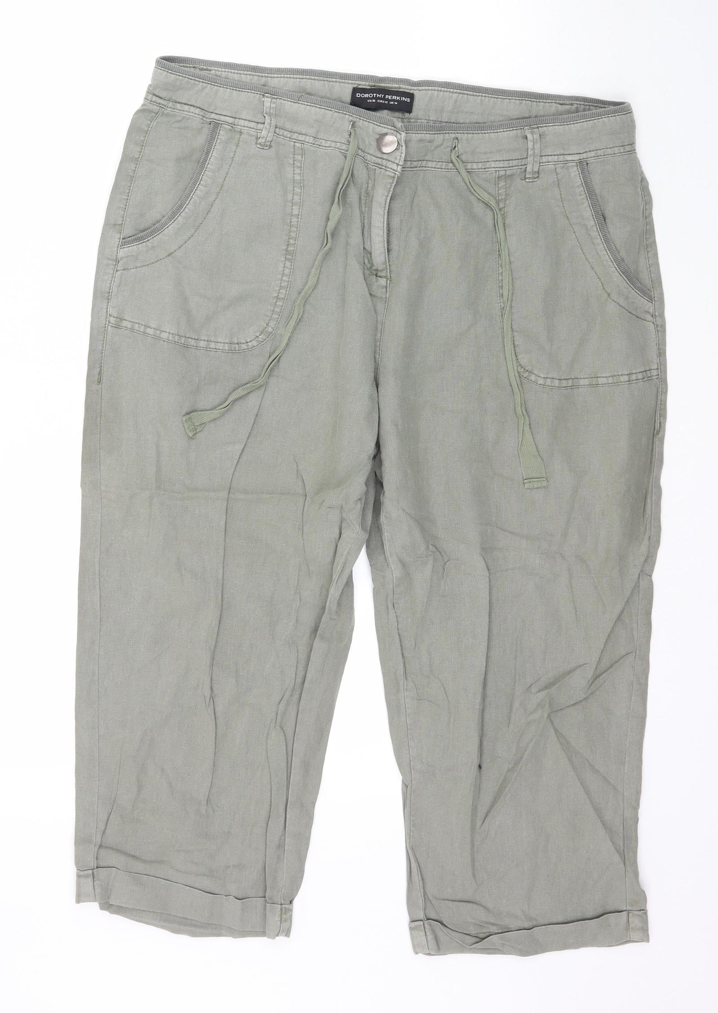 Dorothy Perkins Womens Green   Capri Trousers Size 14 L21 in