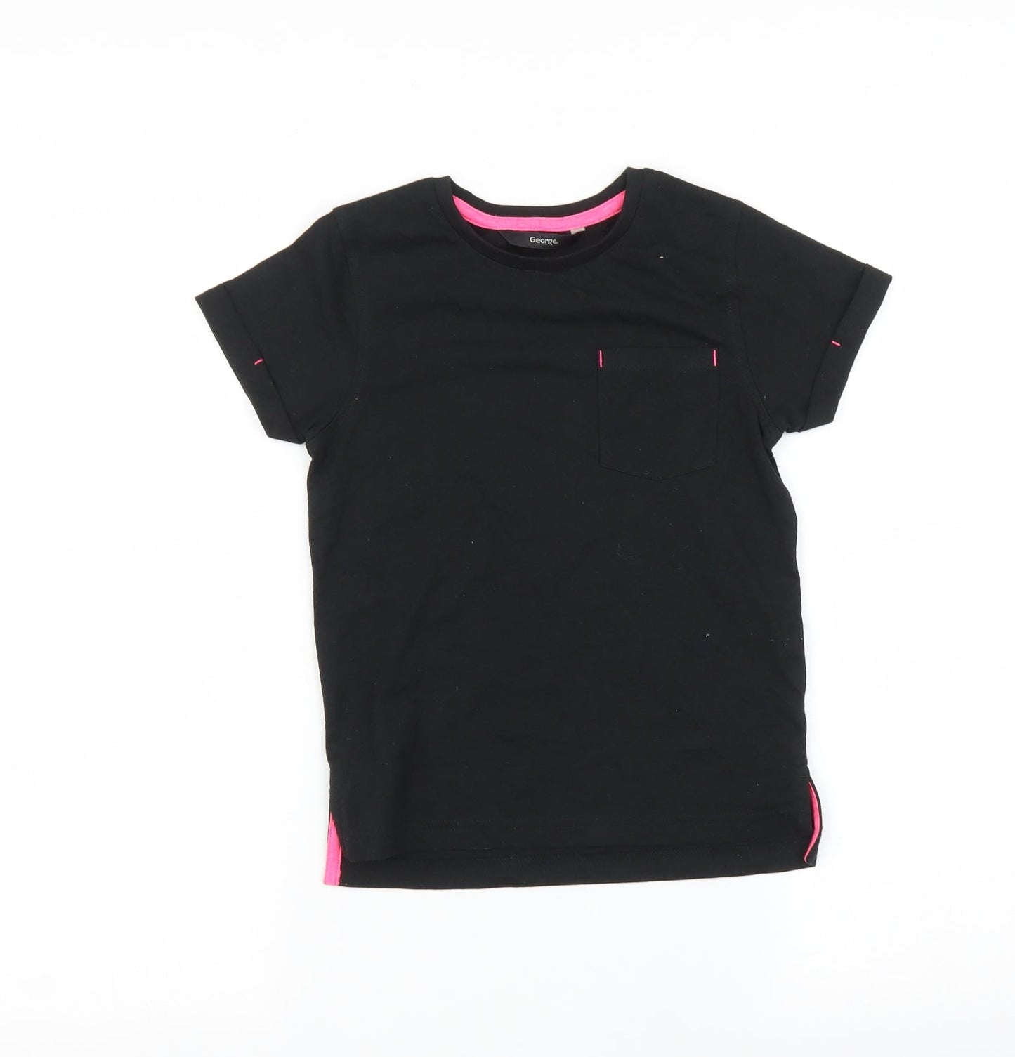 George Girls Black Striped  Basic T-Shirt Size 5-6 Years