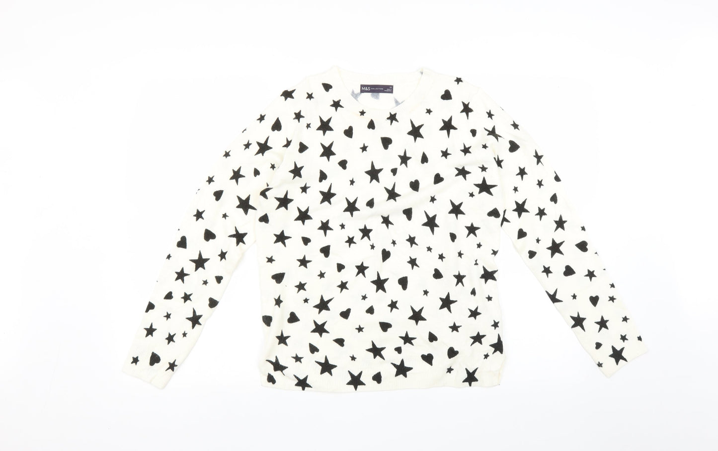 Marks and Spencer Womens Multicoloured   Pullover Jumper Size 12  - star and heart print