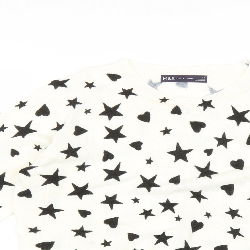 Marks and Spencer Womens Multicoloured   Pullover Jumper Size 12  - star and heart print