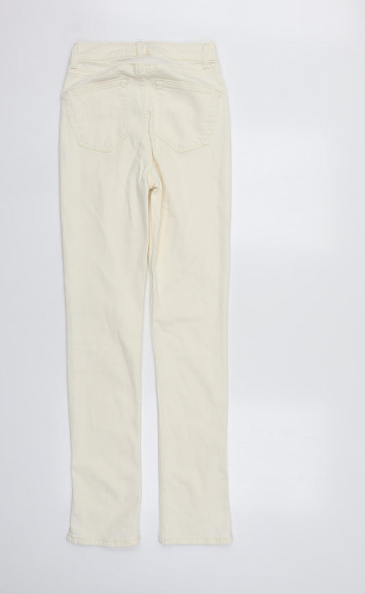Denim & Co. Womens Ivory  Denim Straight Jeans Size 6 L31 in