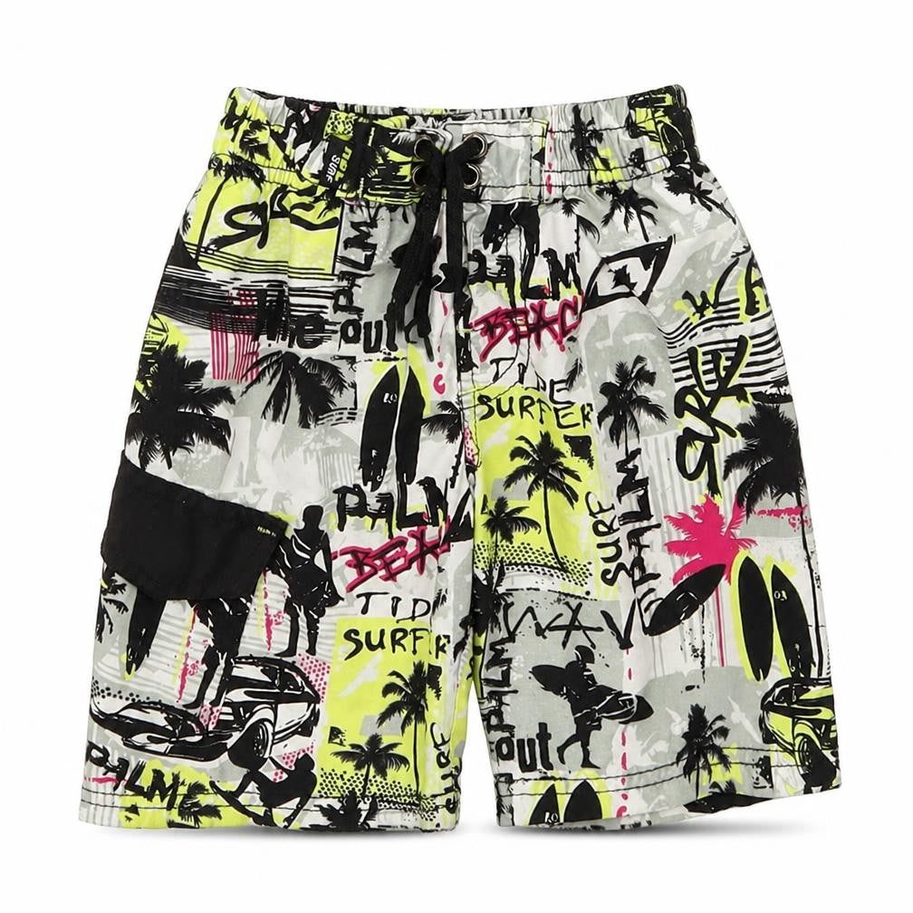 Rebel Surf Boys Multicoloured Geometric  Sweat Shorts Size 3-4 Years - Graphic Beach Palm Surf