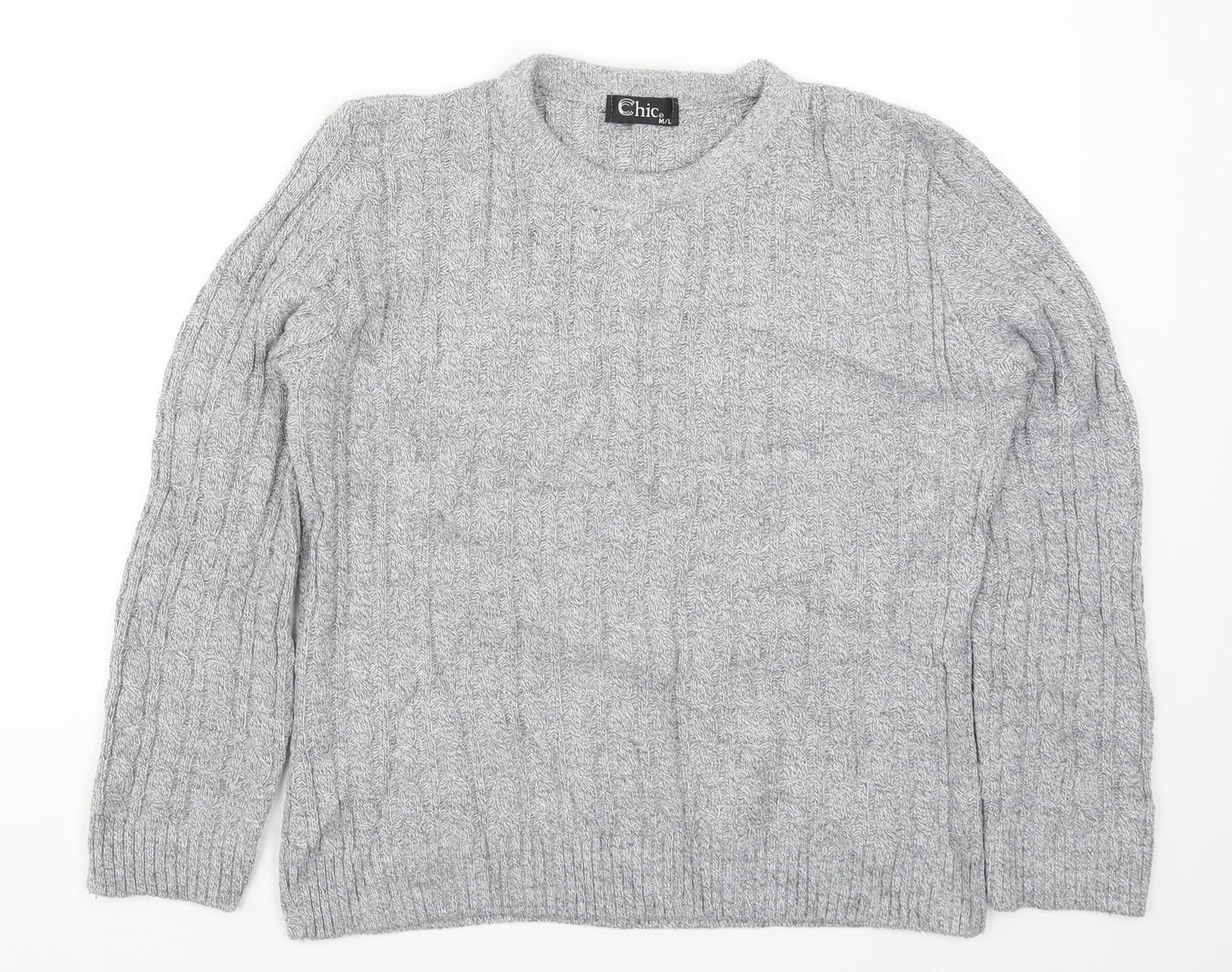 CHIC Womens Grey  Knit Pullover Jumper Size M