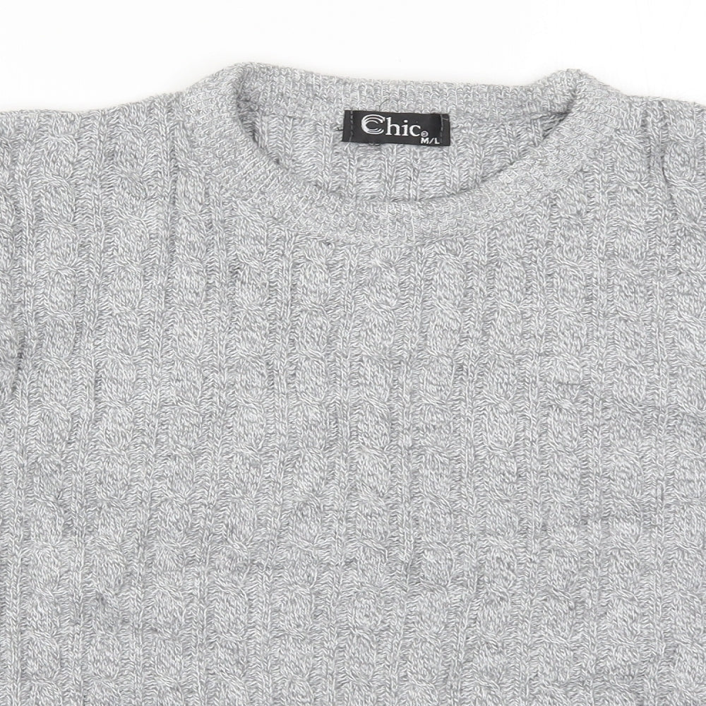 CHIC Womens Grey  Knit Pullover Jumper Size M