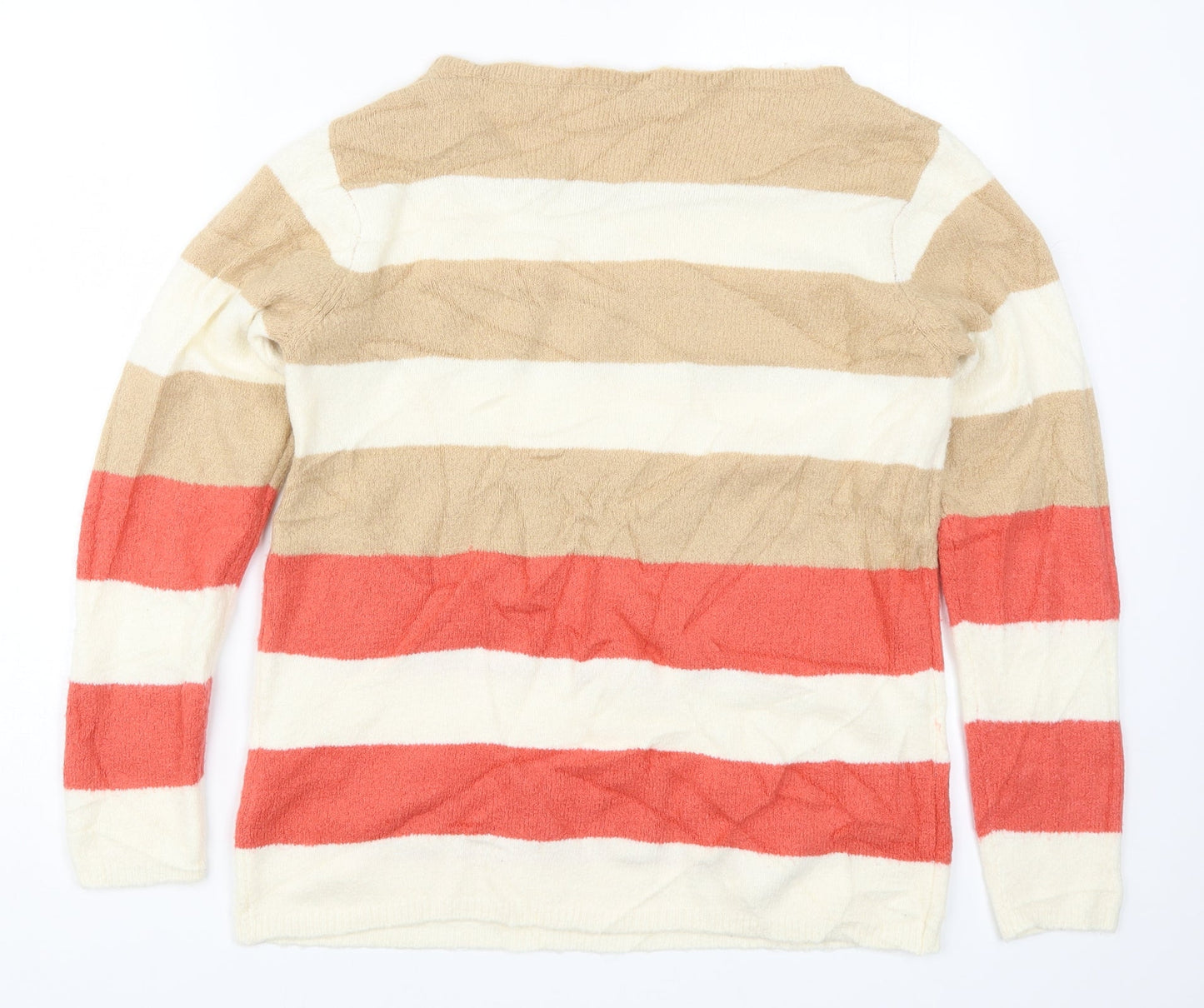 Damart Womens Beige Striped Knit Pullover Jumper Size 10  - Pink