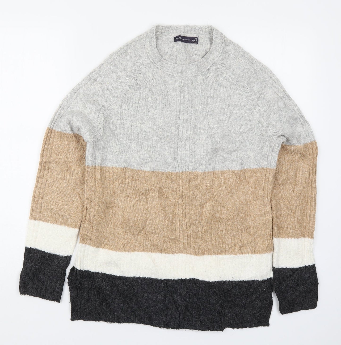 Marks and Spencer Womens Beige Striped Knit Pullover Jumper Size XS