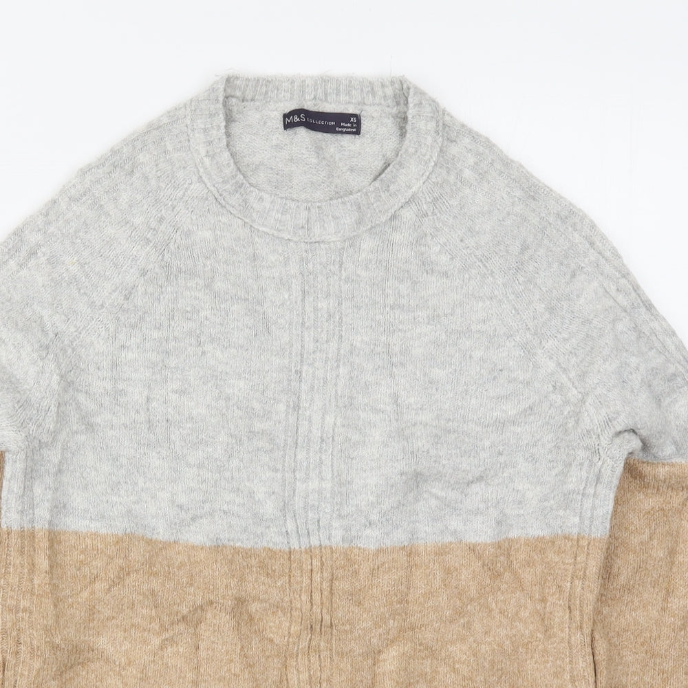 Marks and Spencer Womens Beige Striped Knit Pullover Jumper Size XS