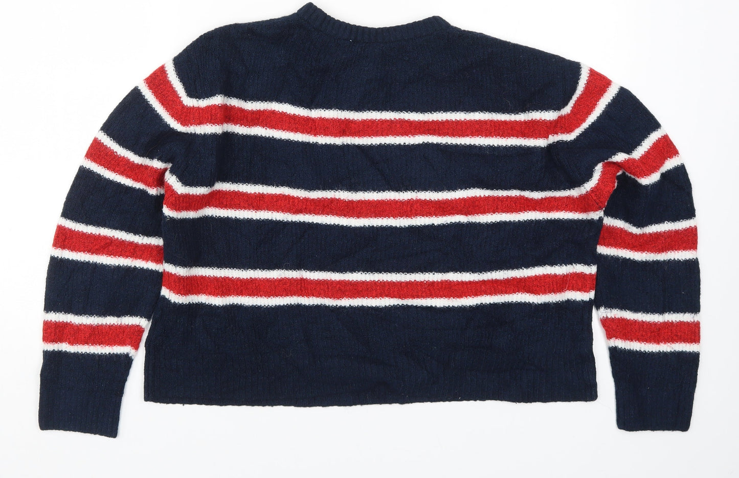 H&M Womens Blue Striped Knit Pullover Jumper Size M  - Red