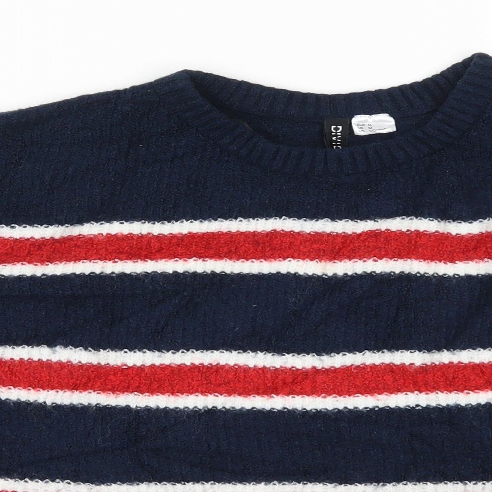H&M Womens Blue Striped Knit Pullover Jumper Size M  - Red