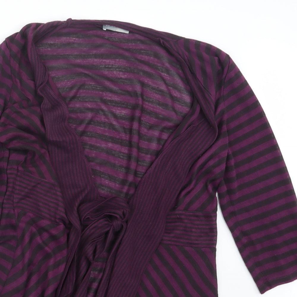 Per Una Womens Purple Striped Knit Cardigan Jumper Size 12