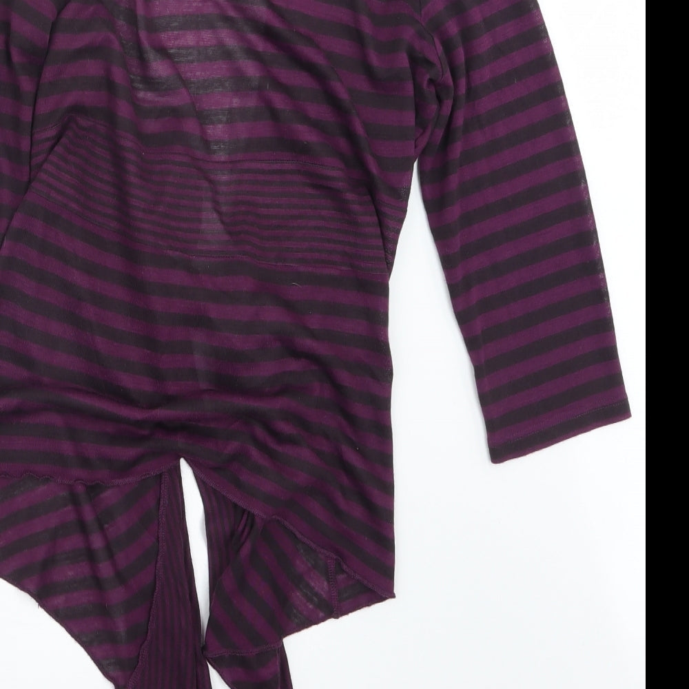 Per Una Womens Purple Striped Knit Cardigan Jumper Size 12