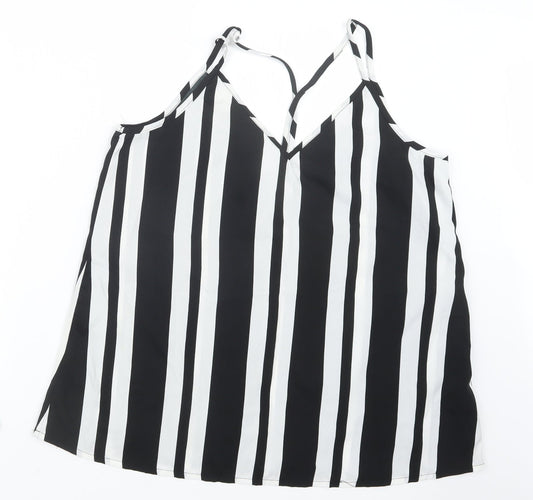 Be You  Womens Black Striped  Camisole Blouse Size 16