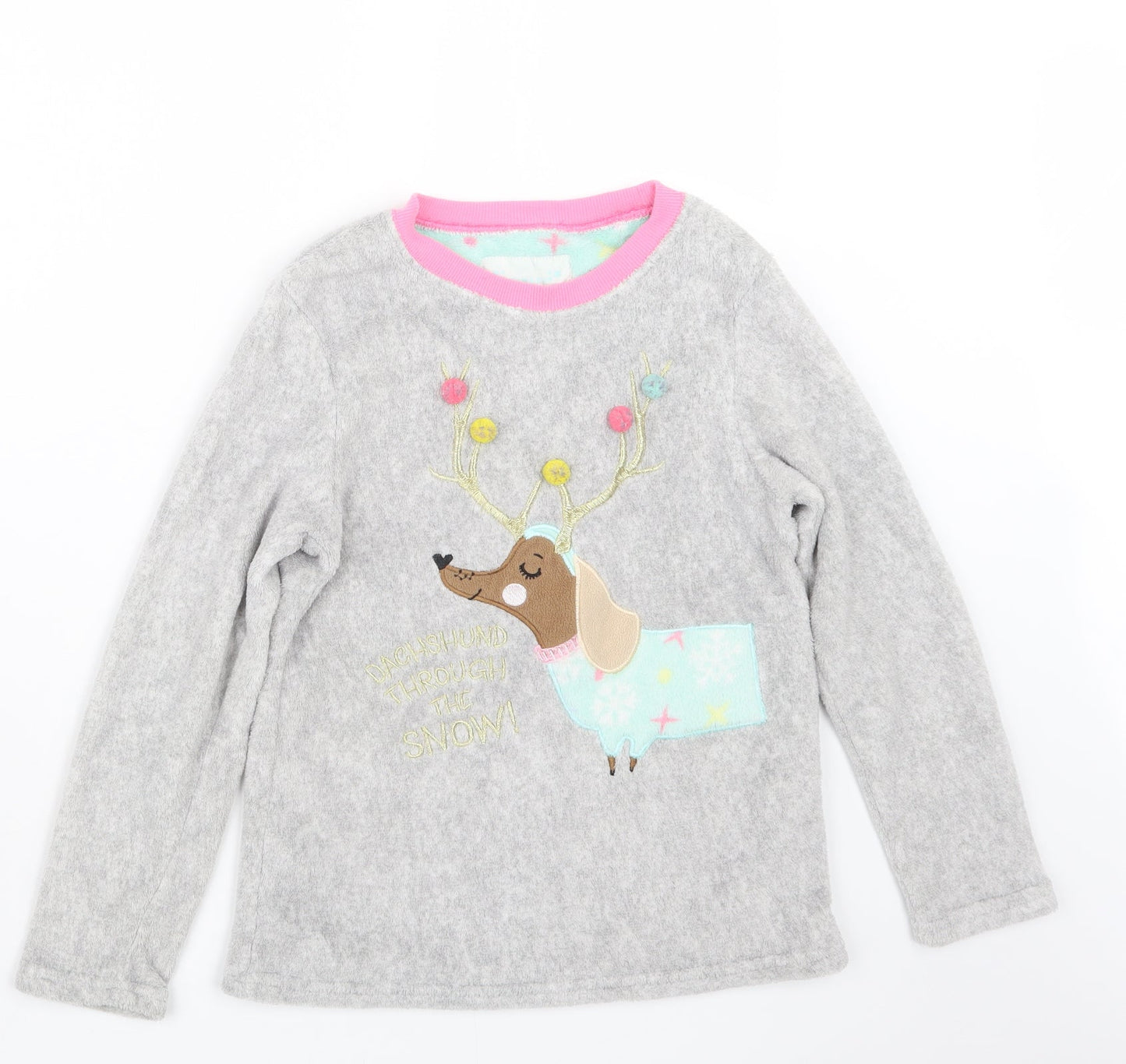 Primark Girls Grey Geometric  Top Pyjama Top Size 10-11 Years