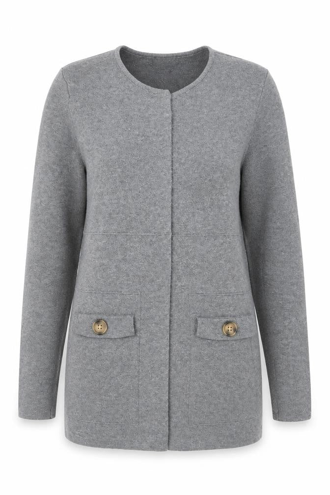 Front view of Papaya women’s grey jacket, size UK 10