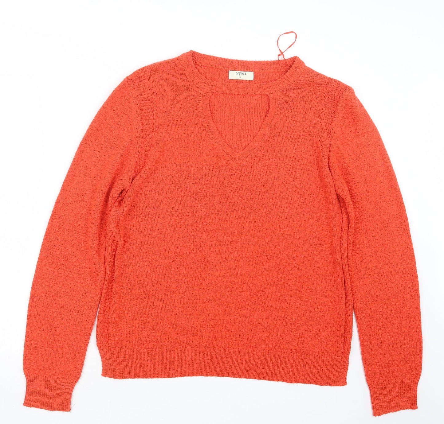 Papaya Womens Orange  Knit Pullover Jumper Size L