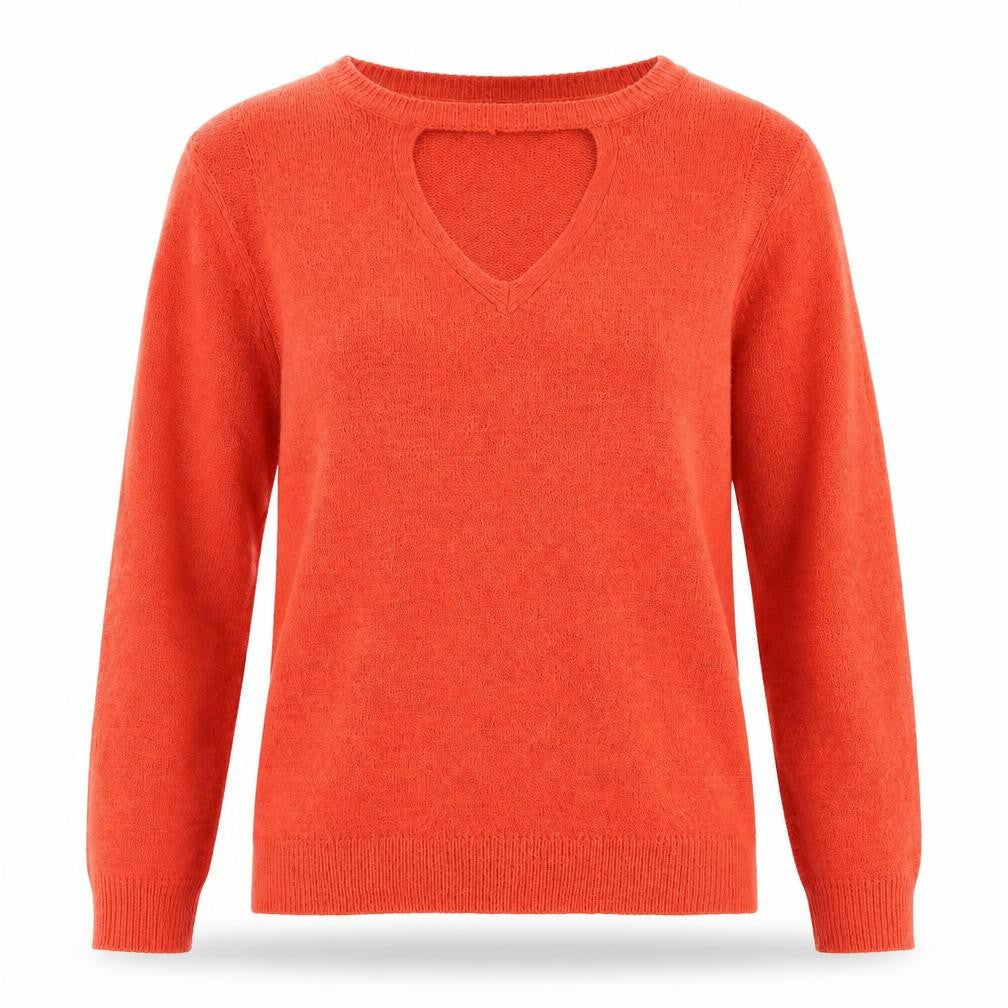 Front view of Papaya women’s orange knit jumper, size L