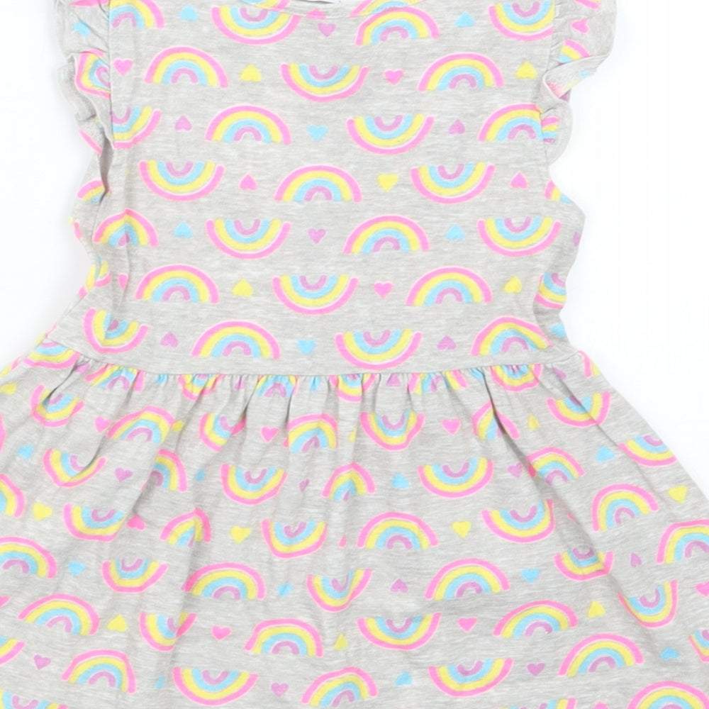 Primark Girls Grey Geometric  T-Shirt Dress  Size 18-24 Months