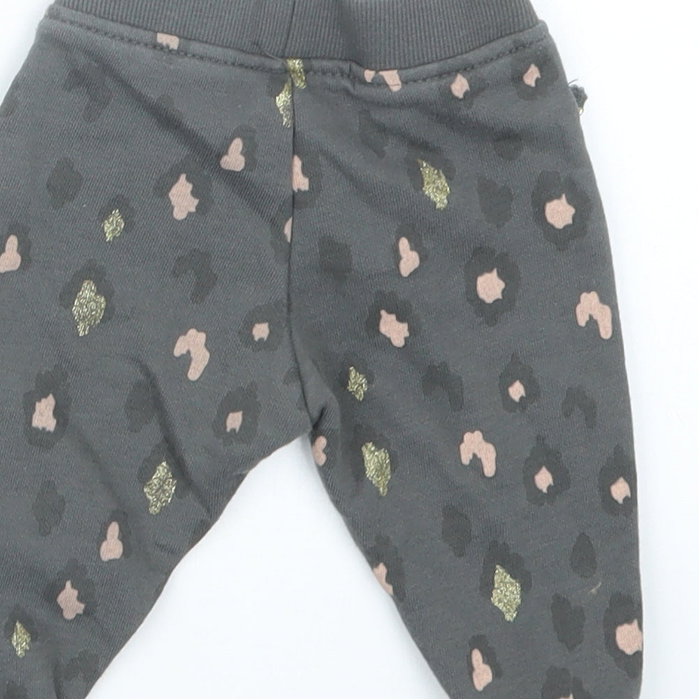 Primark Girls Grey Animal Print  Jogger Trousers Size 3-6 Months