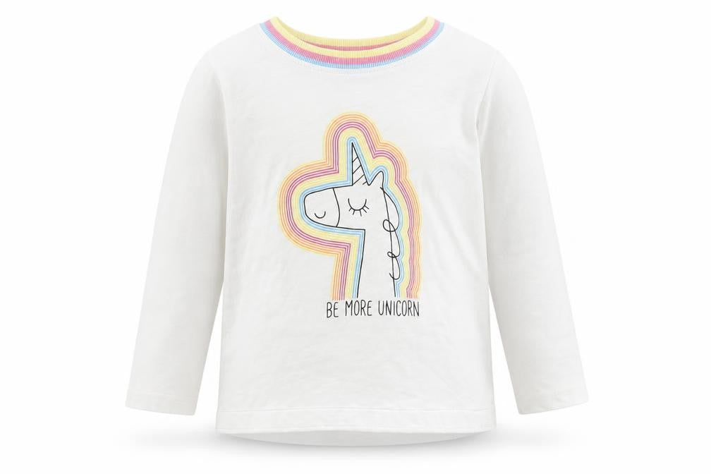 Front view of M&Co girls’ white basic t-shirt, size 12-18, months