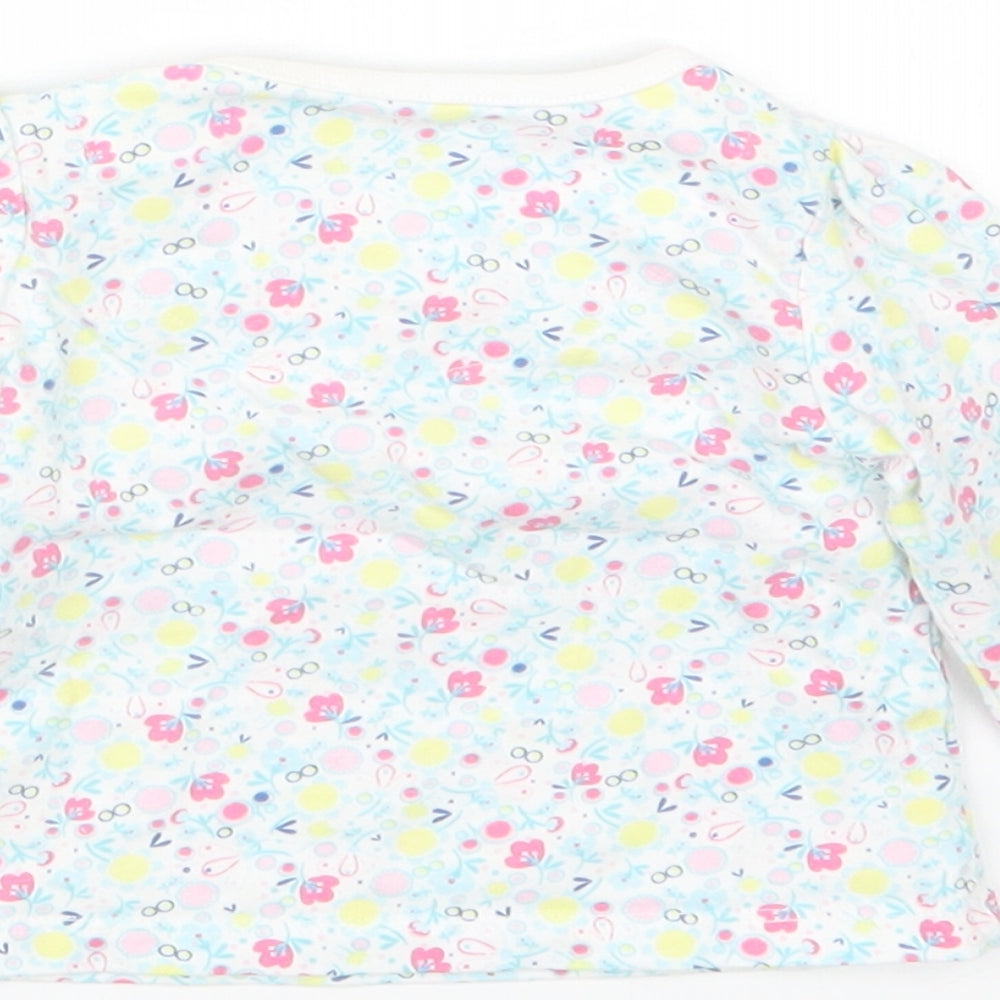 TU Girls Blue Floral  Basic T-Shirt Size 0-3 Months