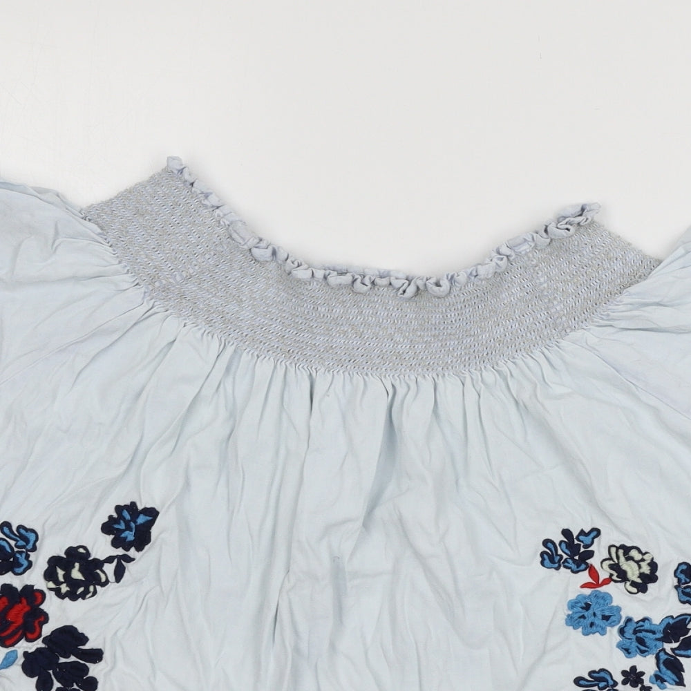 Denim & Co. Womens Blue Floral  Basic Blouse Size 12
