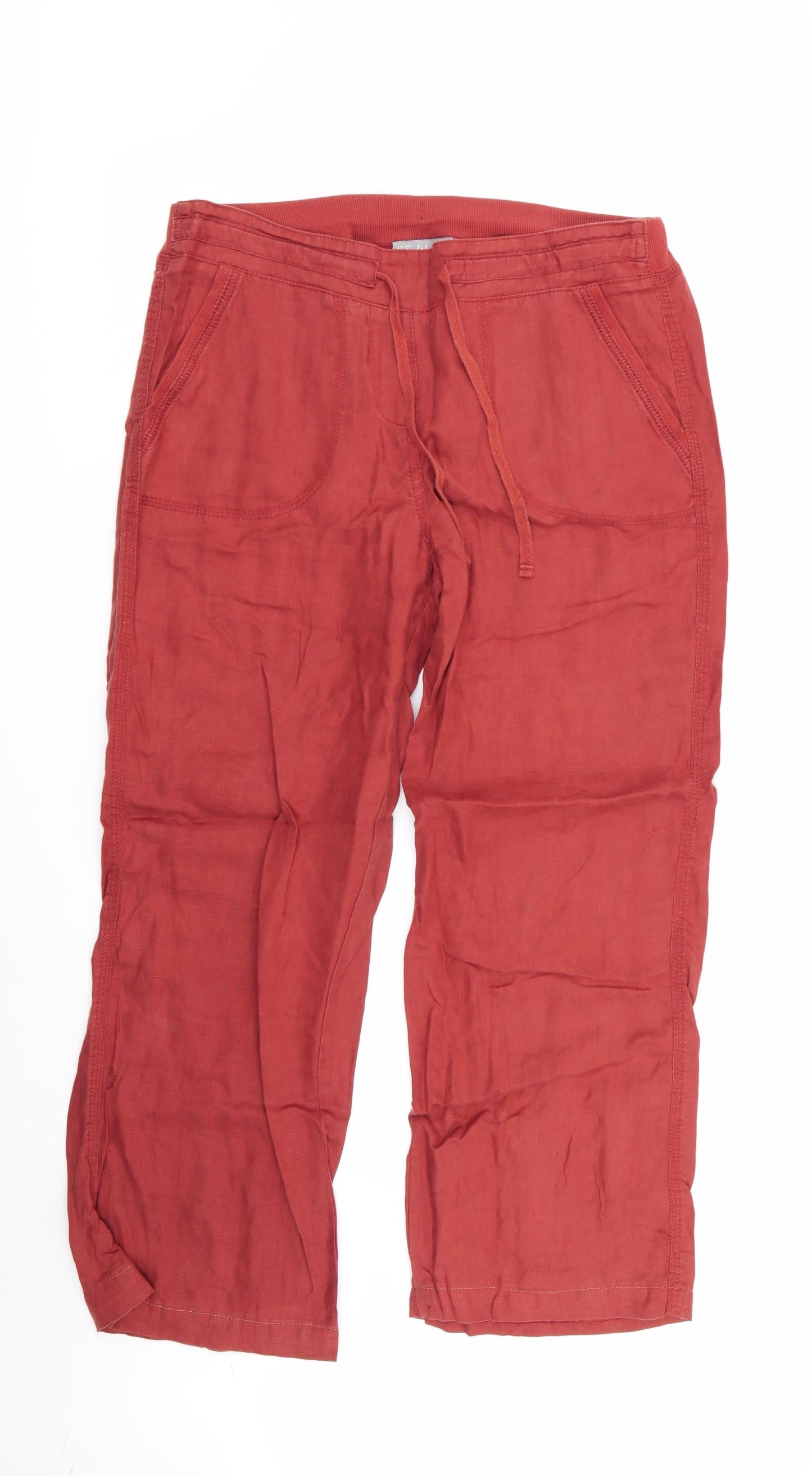 M&S Womens Orange   Trousers  Size 12 L27 in - Stretch waistband