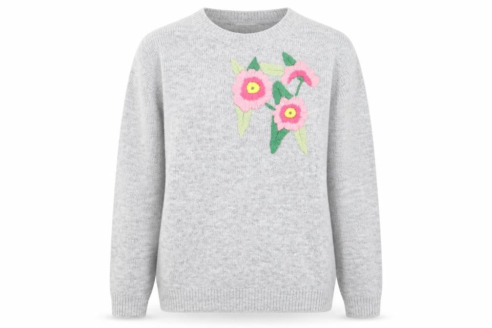 Asda George Womens Grey Floral  Pullover Jumper Size 12