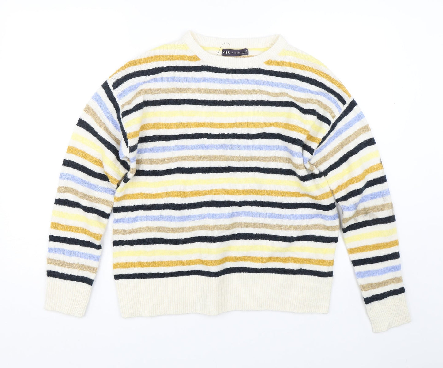 M&S Womens Beige Striped  Pullover Jumper Size S