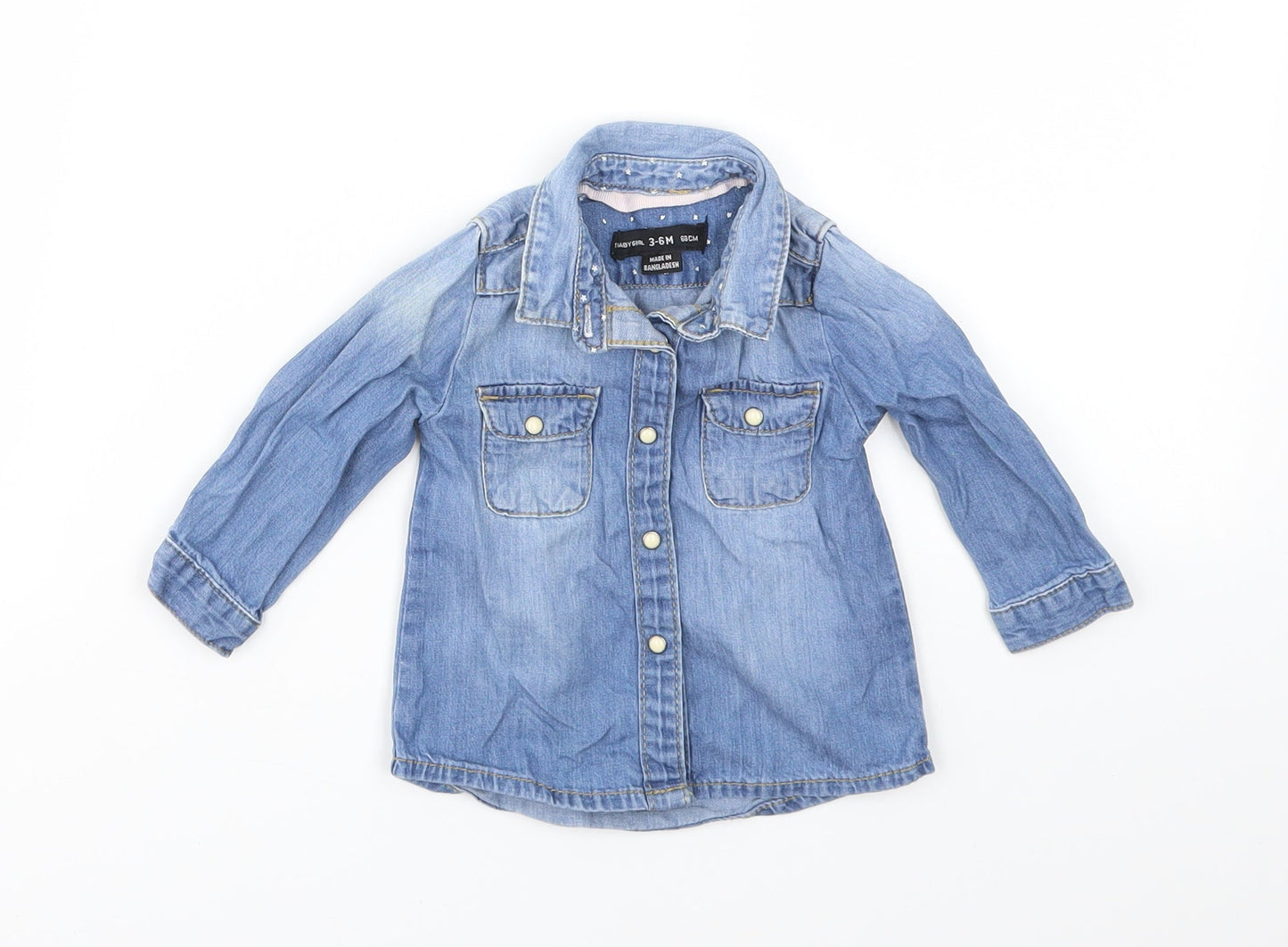 DENIM &CO Girls Blue   Basic Coat Jacket Size 3-6 Months