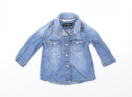 DENIM &CO Girls Blue   Basic Coat Jacket Size 3-6 Months