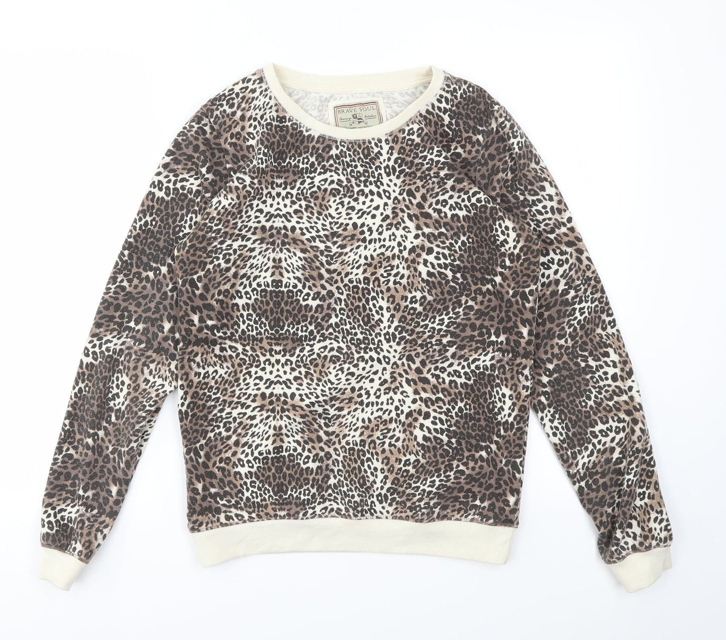 Brave Soul Womens Brown Animal Print  Pullover Jumper Size S