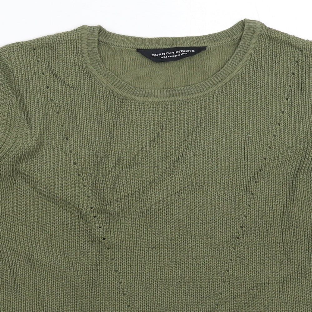 Dorothy Perkins Womens Green  Knit Pullover Jumper Size 8