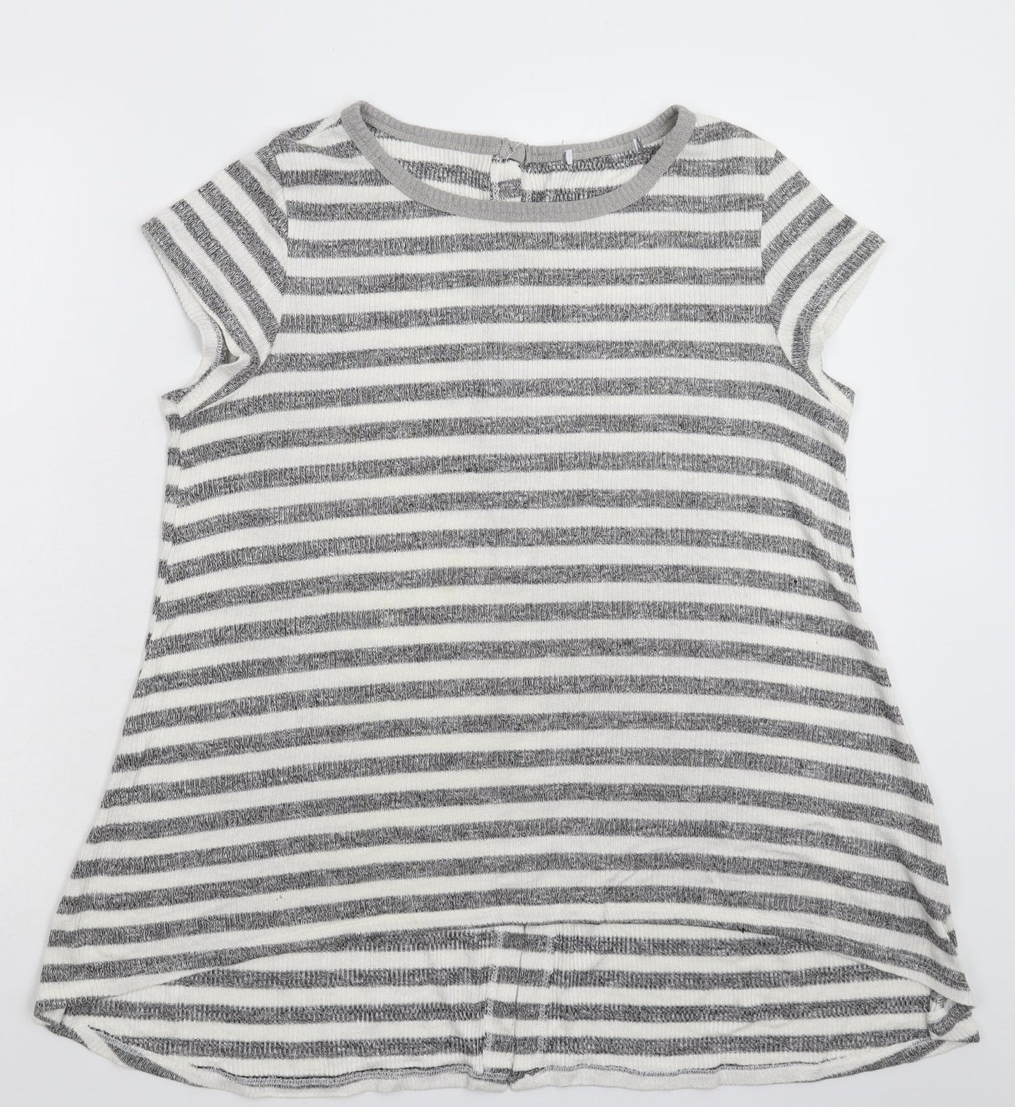 Preworn Womens Grey Striped Knit Pullover Jumper Size M