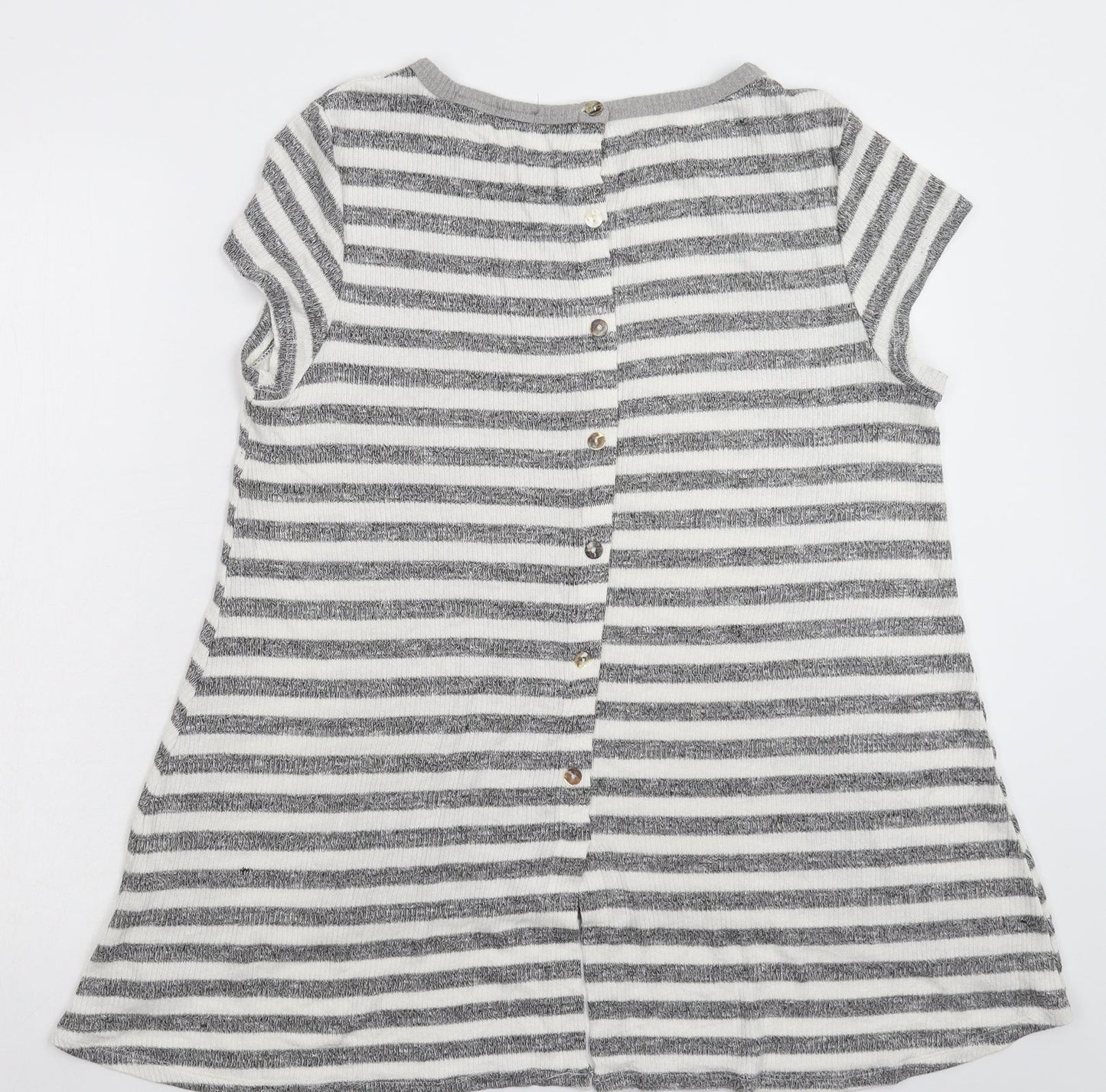 Preworn Womens Grey Striped Knit Pullover Jumper Size M
