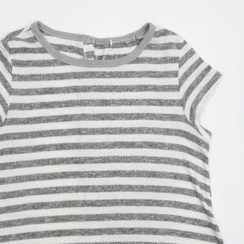 Preworn Womens Grey Striped Knit Pullover Jumper Size M