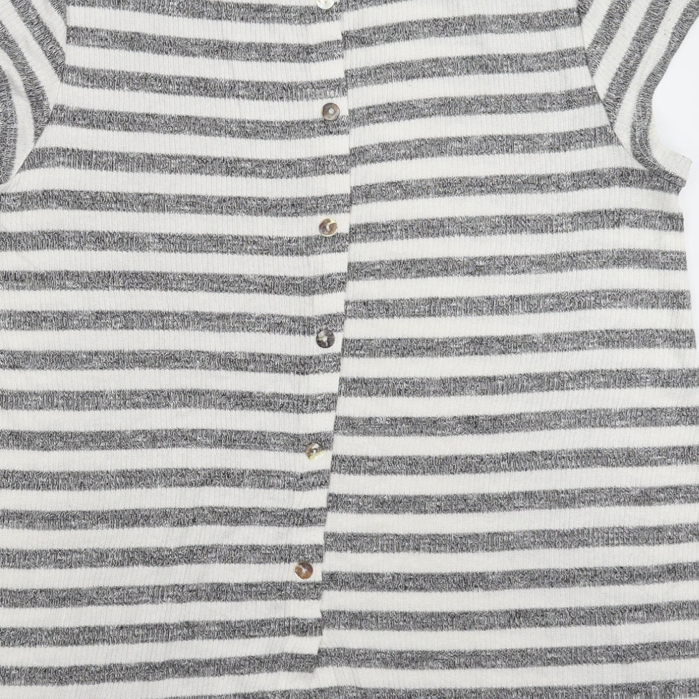 Preworn Womens Grey Striped Knit Pullover Jumper Size M
