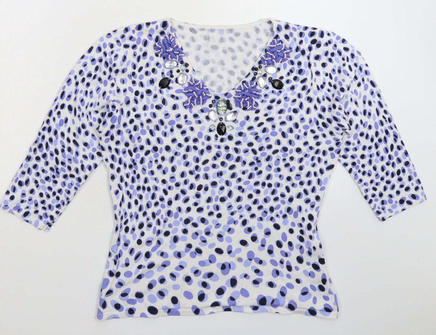 Preworn Womens White Geometric Knit Pullover Jumper Size XL