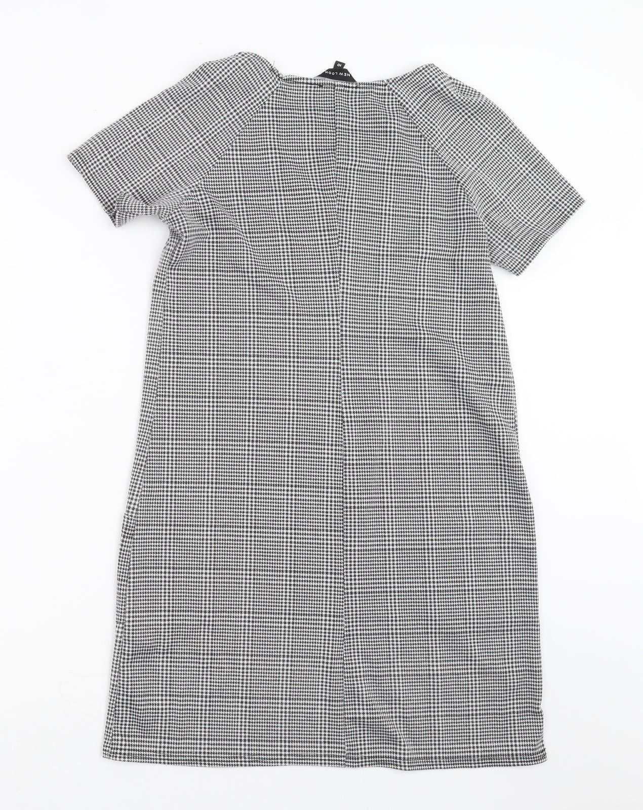 New Look Womens Black Houndstooth  T-Shirt Dress  Size 10