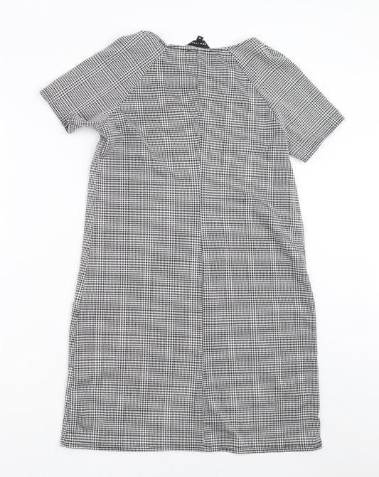New Look Womens Black Houndstooth  T-Shirt Dress  Size 10
