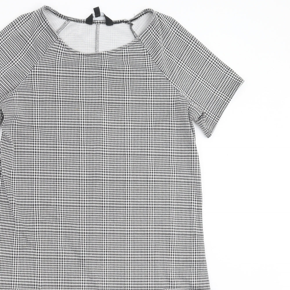 New Look Womens Black Houndstooth  T-Shirt Dress  Size 10